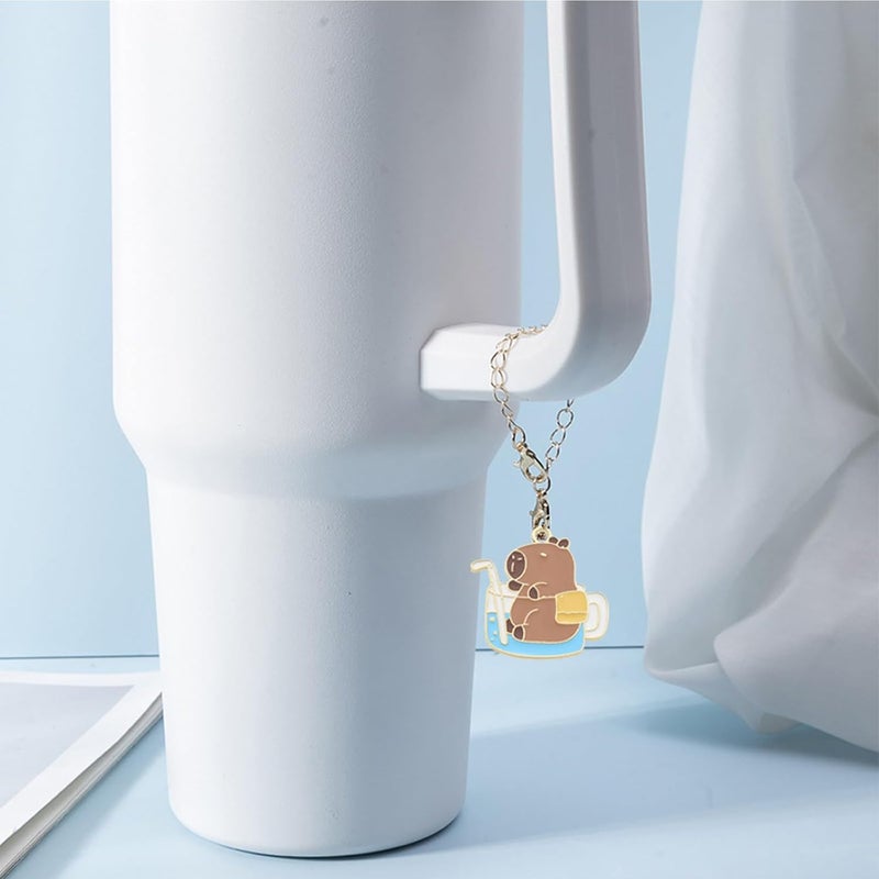 Kleeblatt Capybara Straw Covers Cap For Stanley Cup, 2pcs 10mm Silicone Cute Straw Toppers For Tumblers With 2pcs Capybara Charms Personalized, Stanley Cup Accessories - Image 3